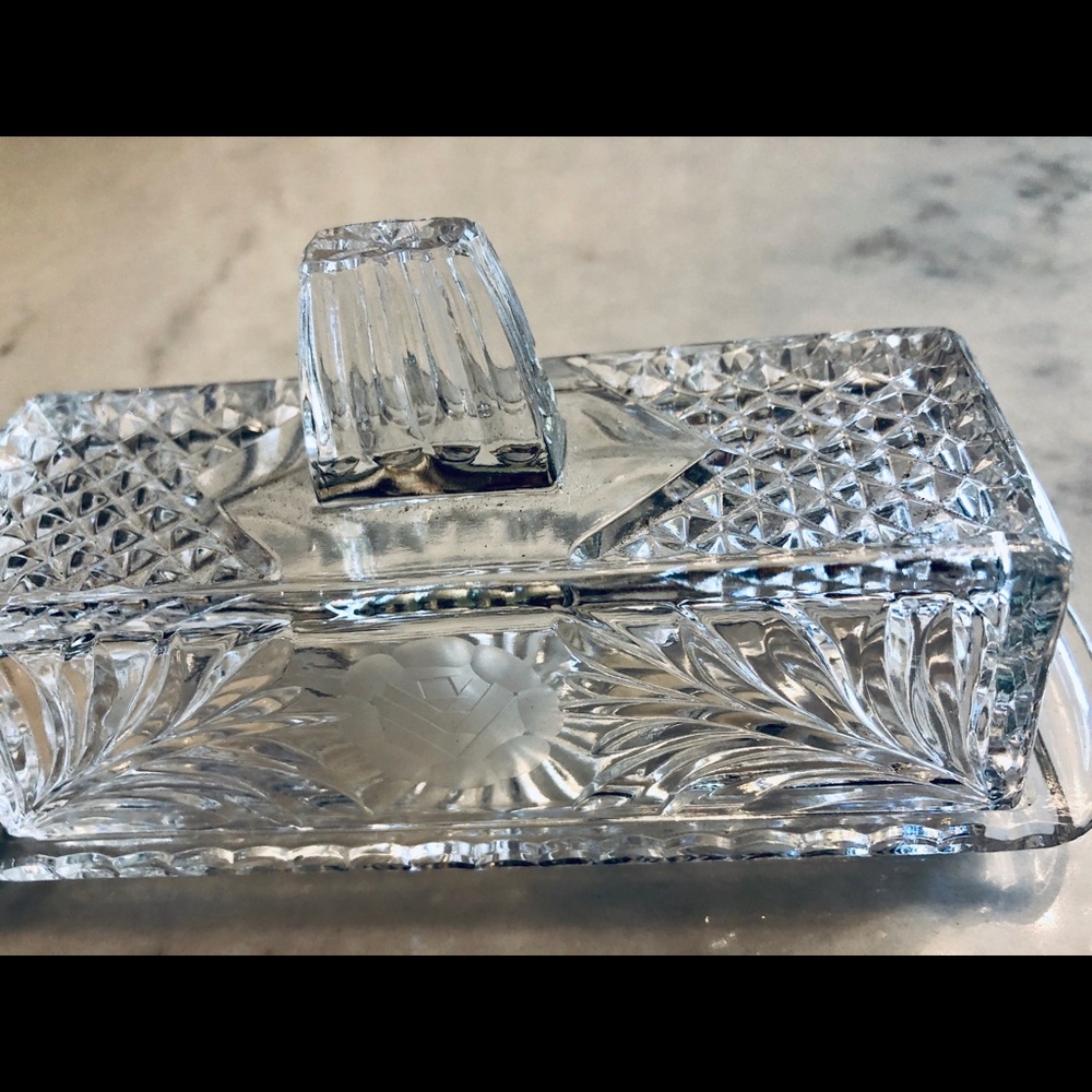 Vintage Crystal Butter Dish and Cover - Picture 3 of 5
